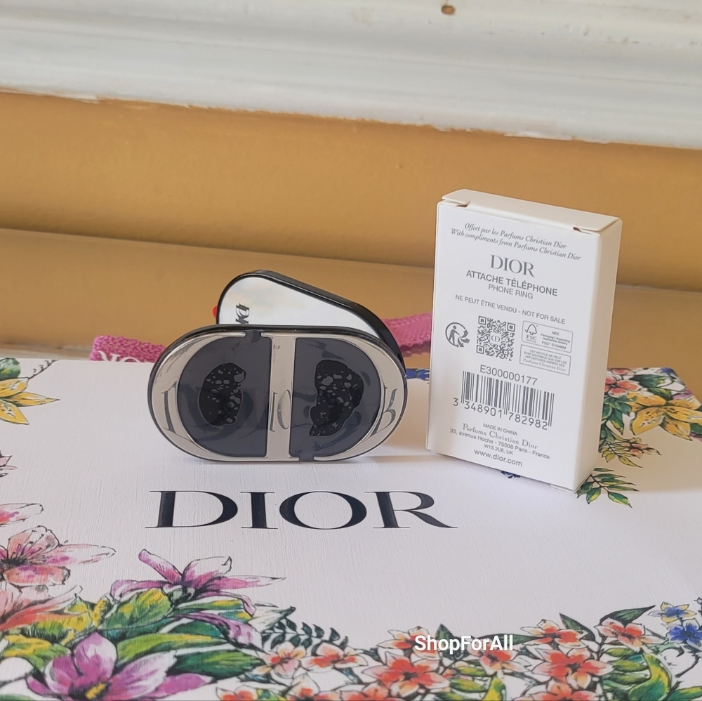 DIOR CD Smart Phone Pop Socket Phone Ring Mirror Stand Black/Silver Compact - Picture 4 of 16